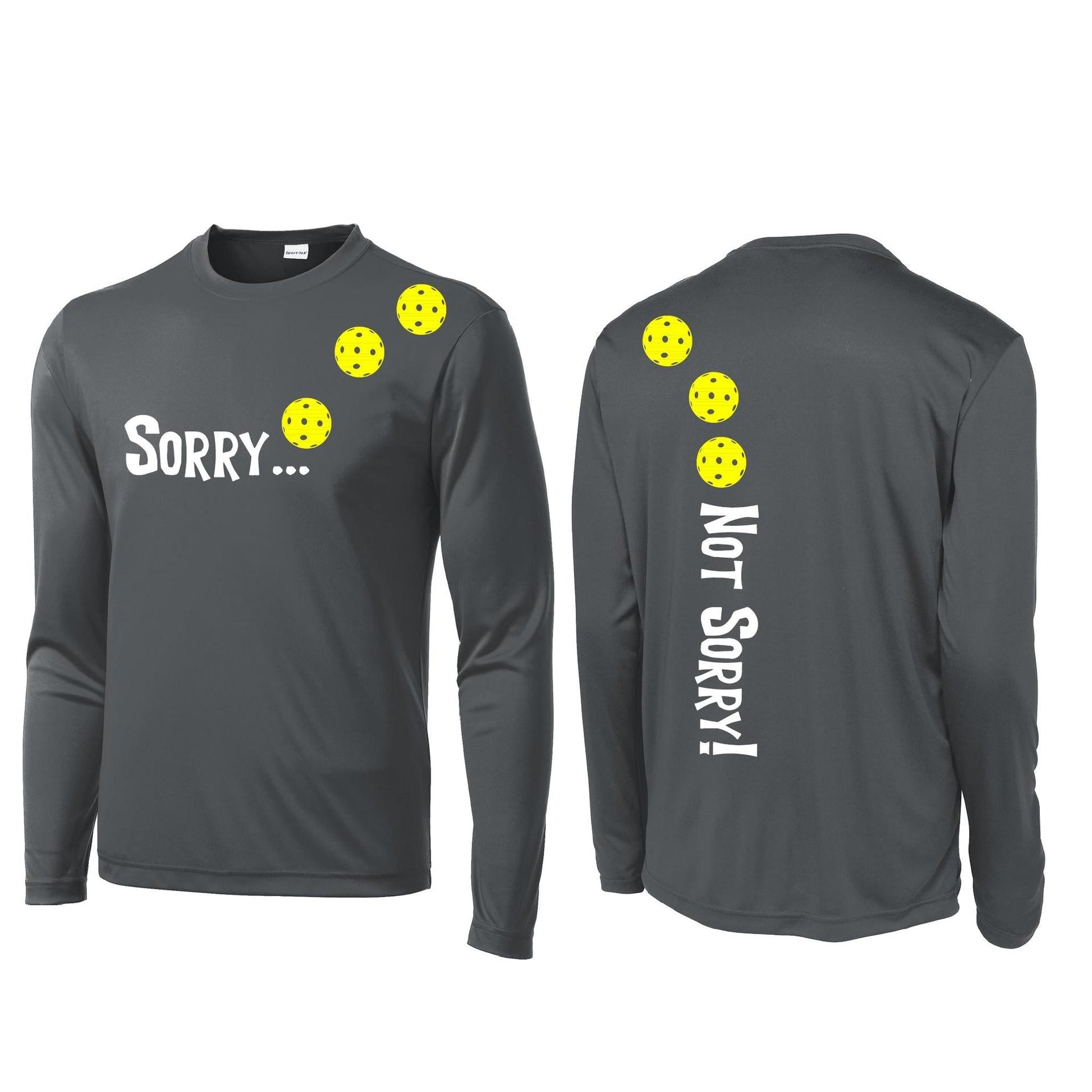 Sorry Not Sorry (Pickleballs Yellow And Red) | Clearance Men's Long Sleeve Athletic Performance T-Shirt | 100% Polyester