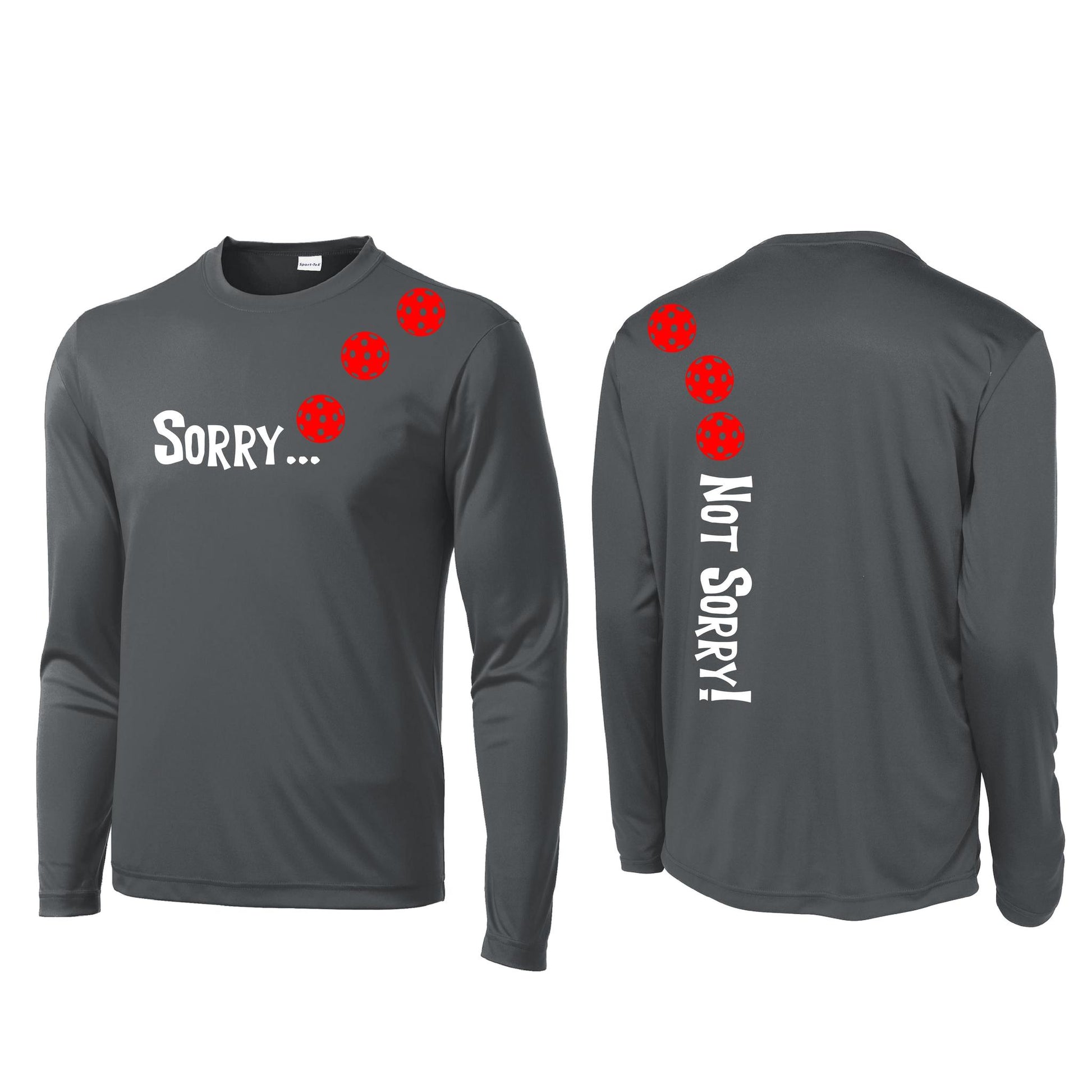 Sorry Not Sorry (Pickleballs Yellow And Red) | Clearance Men's Long Sleeve Athletic Performance T-Shirt | 100% Polyester