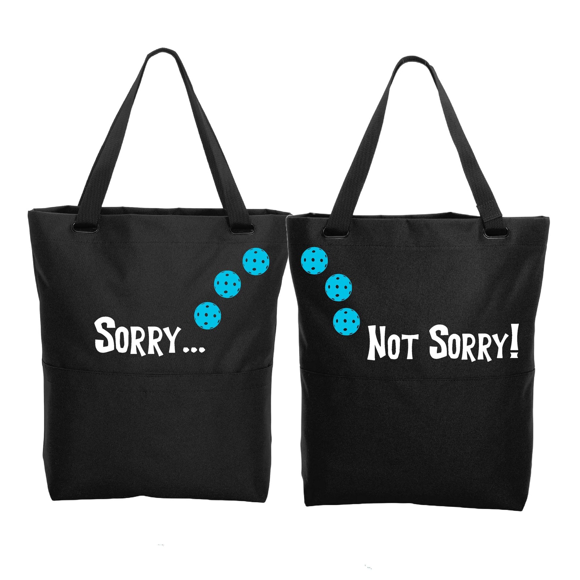 Sorry Not Sorry With Pickleballs (Customizable) | Pickleball Sports Convertible Tote Bag | Medium Size Court Tote Bag
