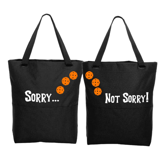 Sorry Not Sorry With Pickleballs (Customizable) | Pickleball Sports Convertible Tote Bag | Medium Size Court Tote Bag