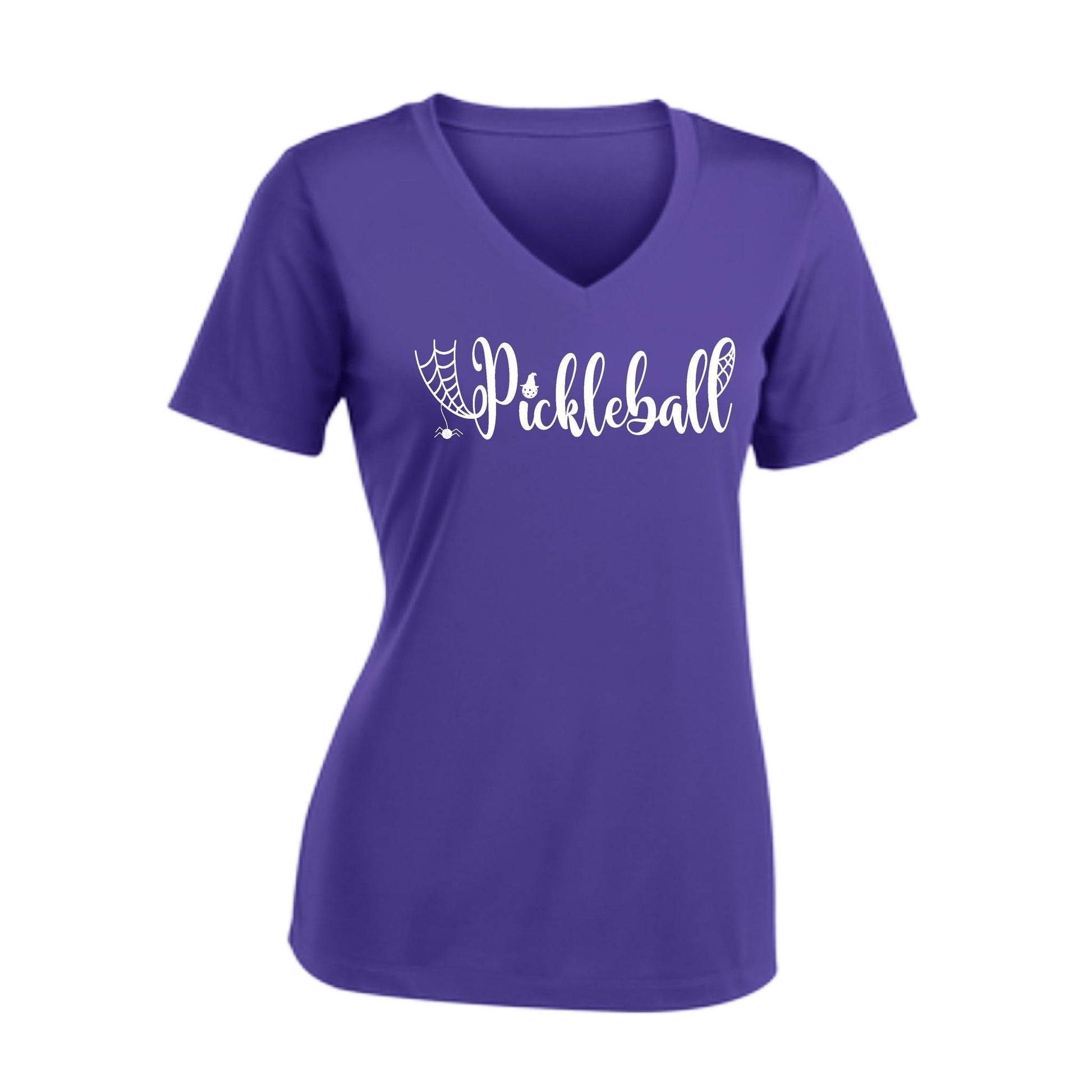 Spider Pickleball | Women's Short Sleeve V-Neck Pickleball Performance T-Shirts | 100% Polyester