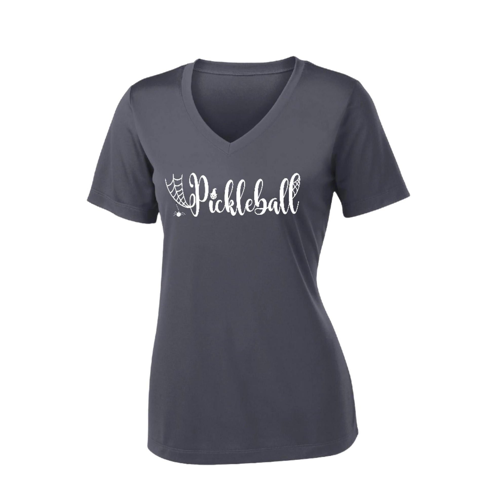 Spider Pickleball | Women's Short Sleeve V-Neck Pickleball Performance T-Shirts | 100% Polyester