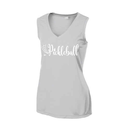 Spider Pickleball | Women’s Sleeveless Pickleball Performance T-Shirt | 100% Polyester