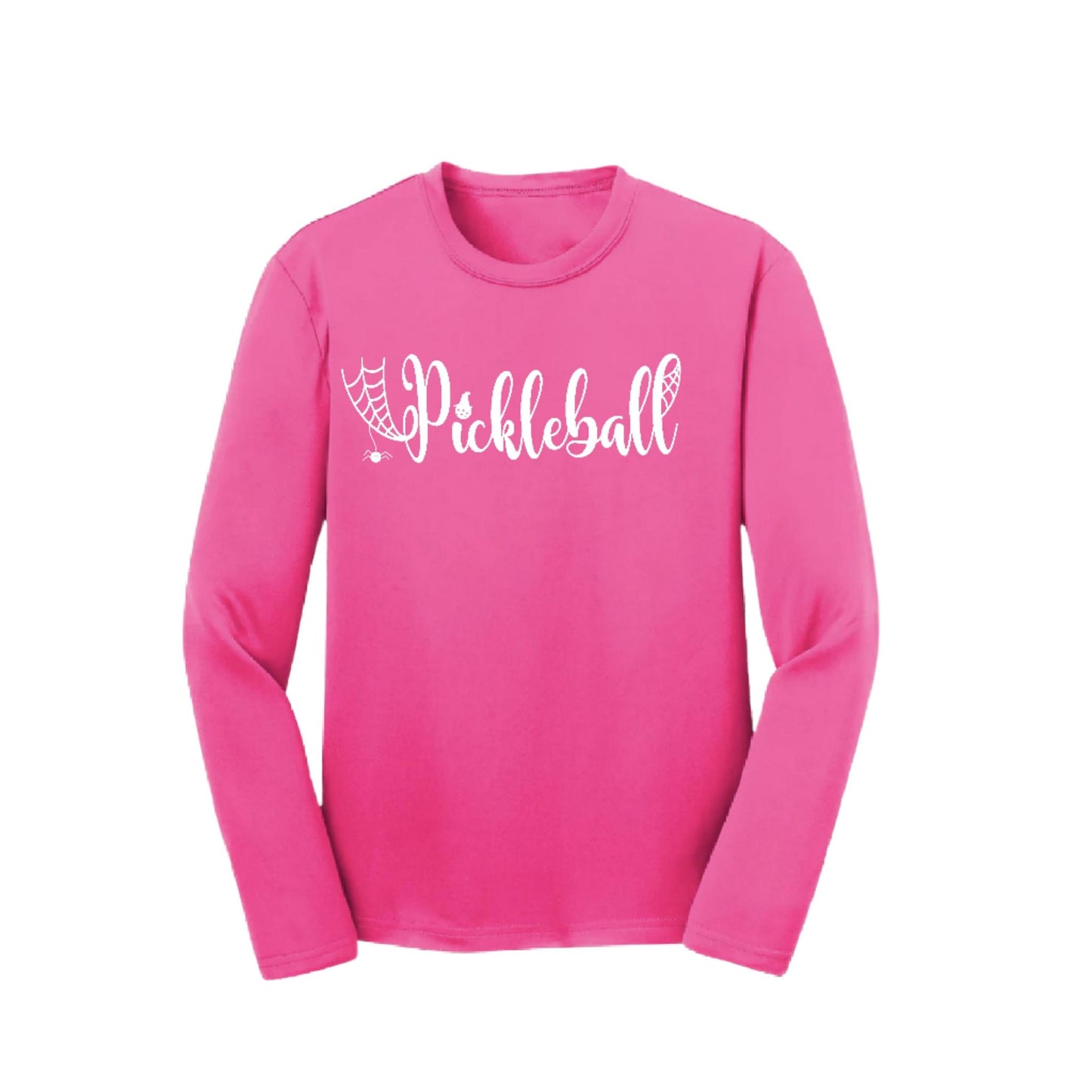 Spider Pickleball | Youth Long Sleeve Pickleball Performance T-Shirts | 100% Polyester
