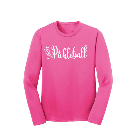 Spider Pickleball | Youth Long Sleeve Pickleball Performance T-Shirts | 100% Polyester