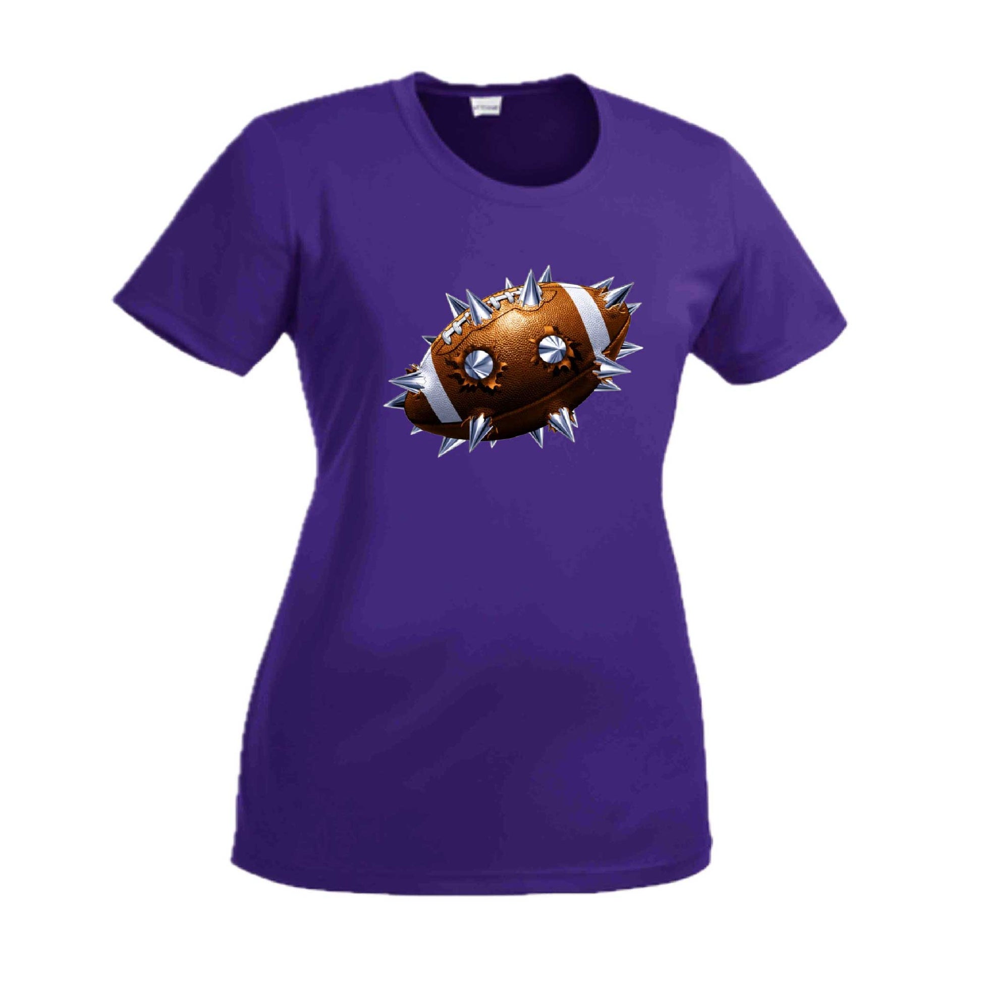 Spiked Football | Women’s Short Sleeve Crewneck Football T-Shirts | 100% Polyester