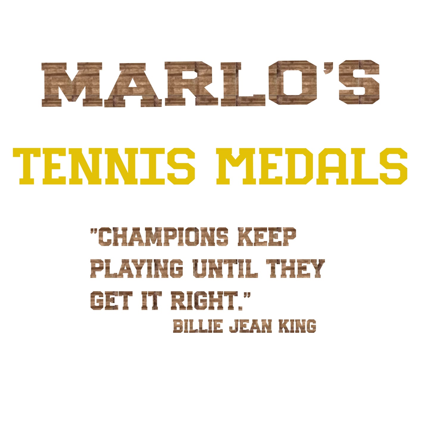 Custom Tennis "Champions Keep Playing Until They Get It Right" Trophy Display Rack | Sports Tournament Award Hanger