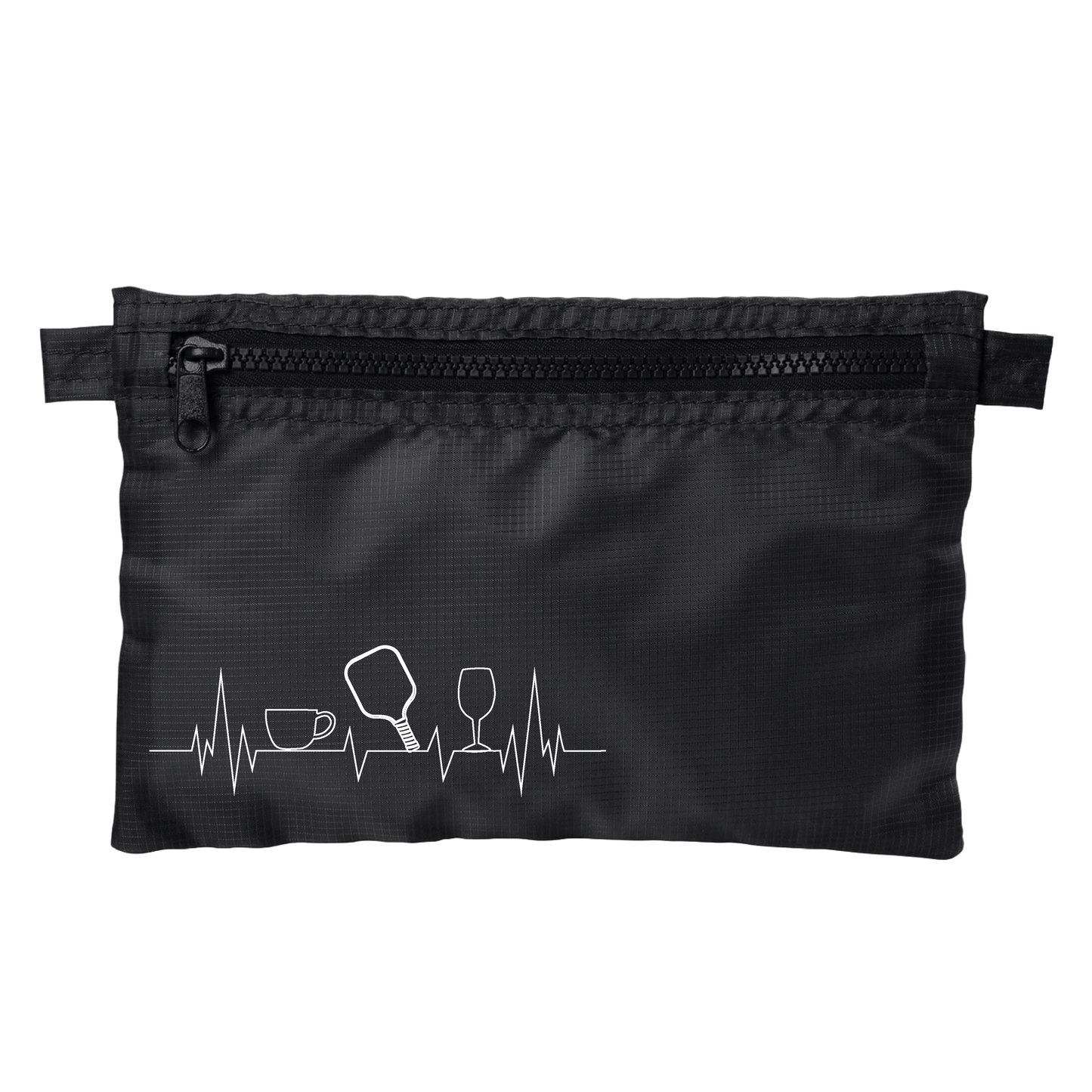 Coffee, Pickleball, Wine Heartbeat EKG | Pickleball Stash Pouch Bag | Small Size Court Stash Bag