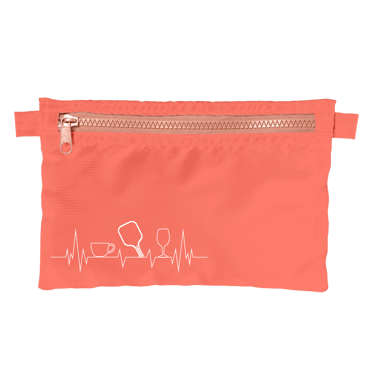 Coffee, Pickleball, Wine Heartbeat EKG | Pickleball Stash Pouch Bag | Small Size Court Stash Bag