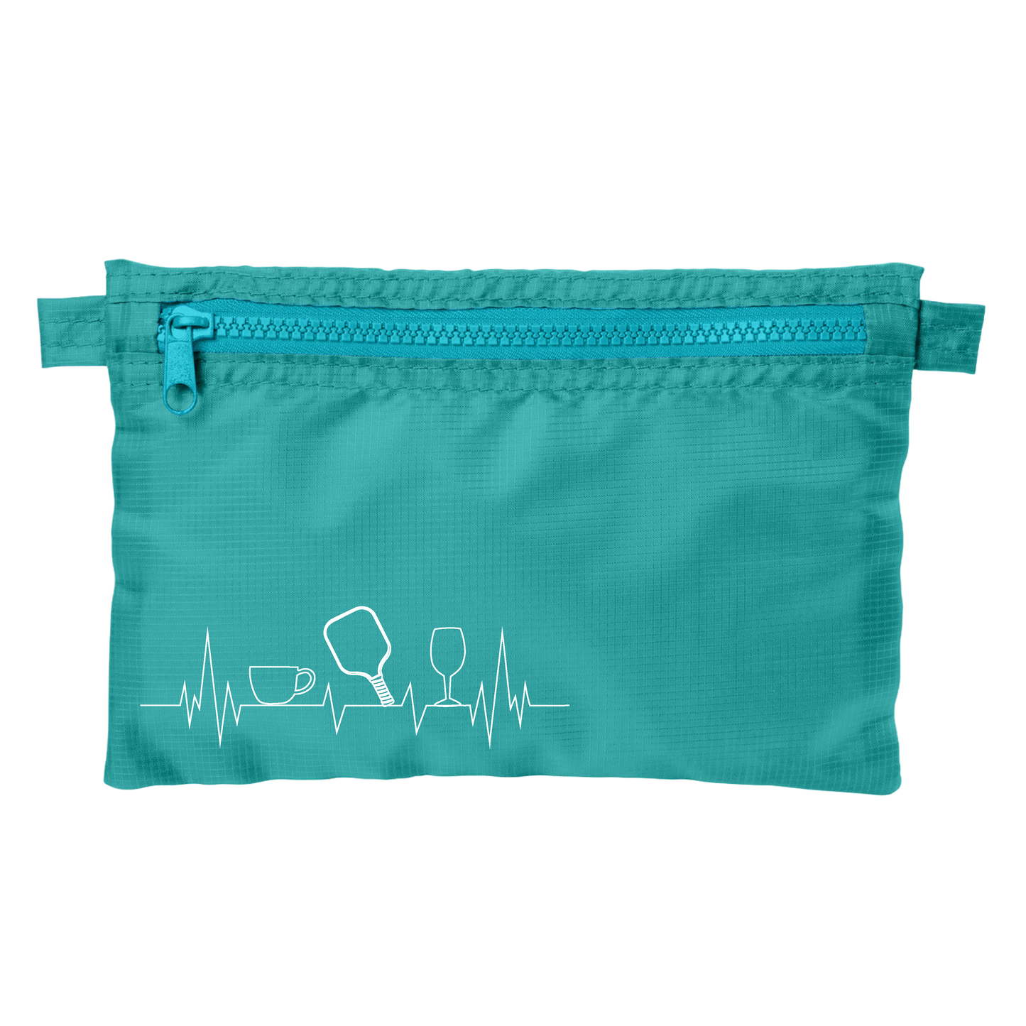 Coffee, Pickleball, Wine Heartbeat EKG | Pickleball Stash Pouch Bag | Small Size Court Stash Bag