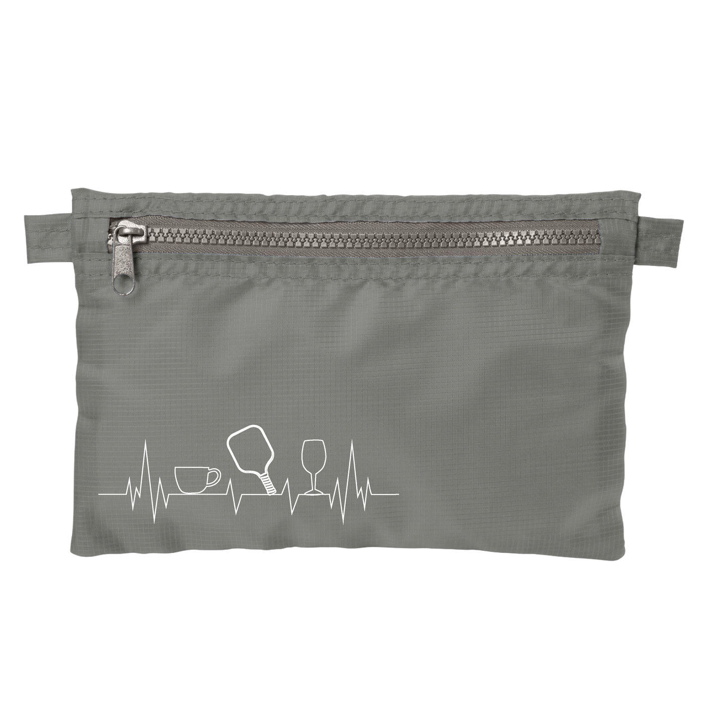 Coffee, Pickleball, Wine Heartbeat EKG | Pickleball Stash Pouch Bag | Small Size Court Stash Bag