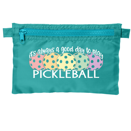 It's Always a Good Day to Play Pickleball | Pickleball Cosmetic Stash Pouch Bag | Small Size Court Stash Bag