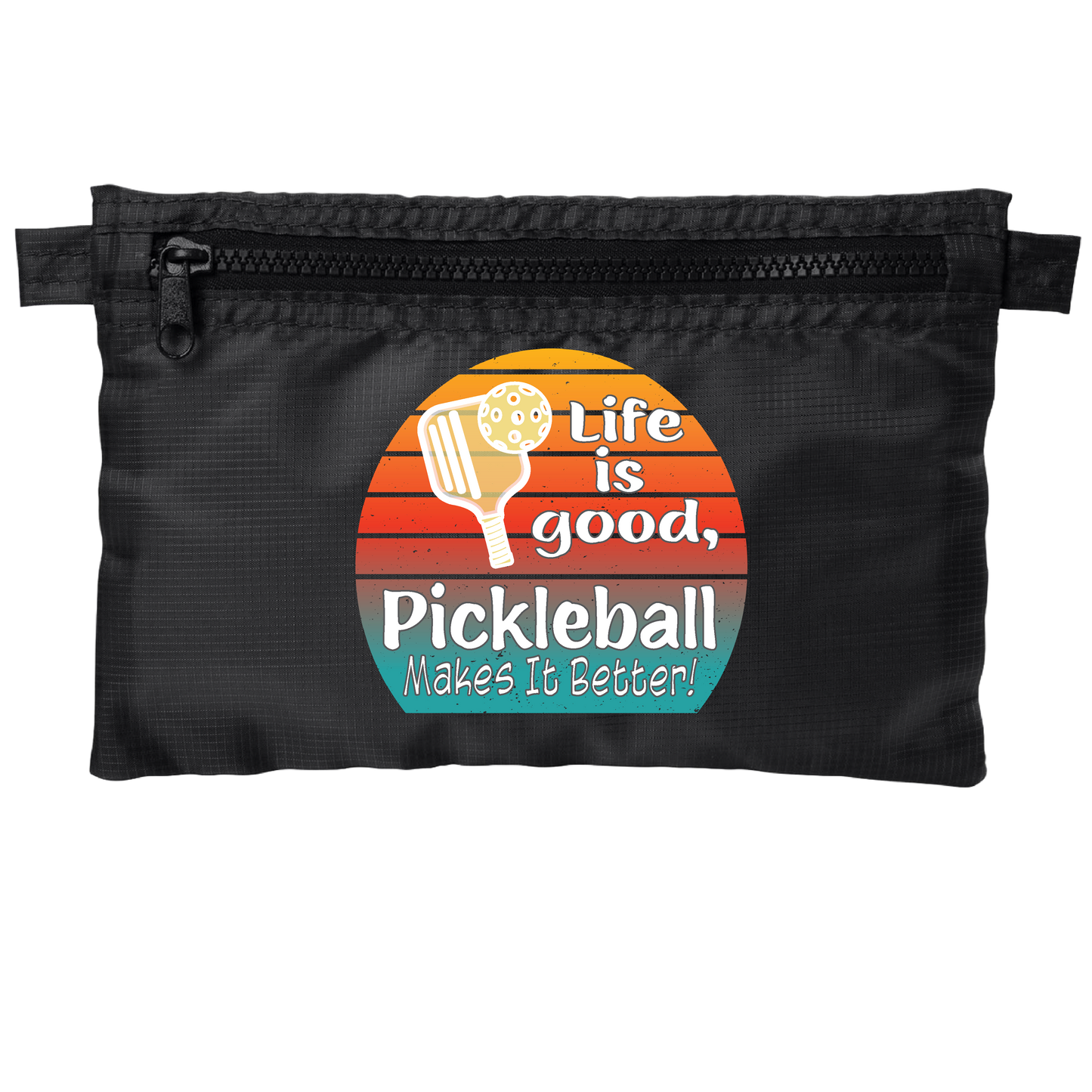 Life is Good Pickleball Makes it Better | Pickleball Cosmetic Stash Pouch Bag | Small Size Court Stash Bag