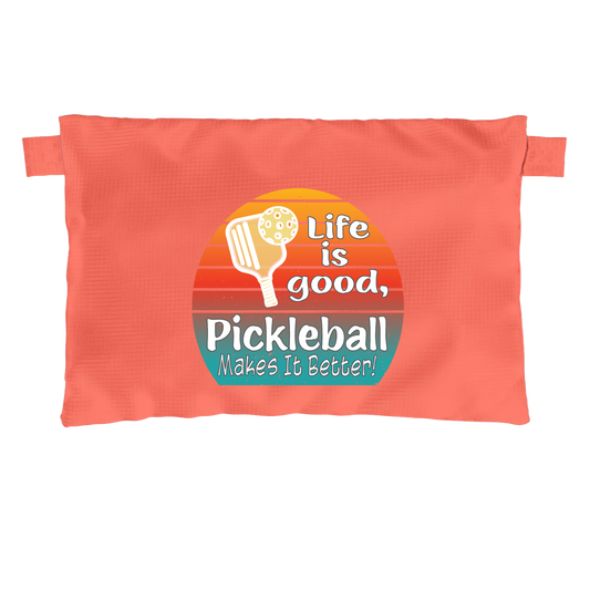 Life is Good Pickleball Makes it Better | Pickleball Cosmetic Stash Pouch Bag | Small Size Court Stash Bag