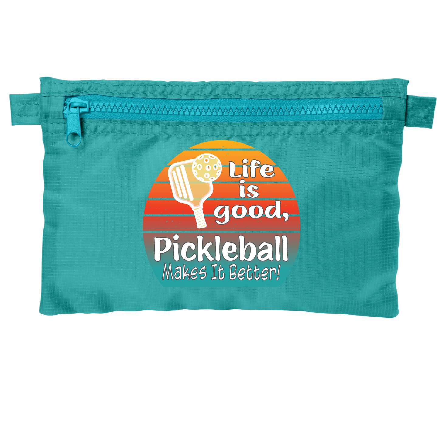 Life is Good Pickleball Makes it Better | Pickleball Cosmetic Stash Pouch Bag | Small Size Court Stash Bag