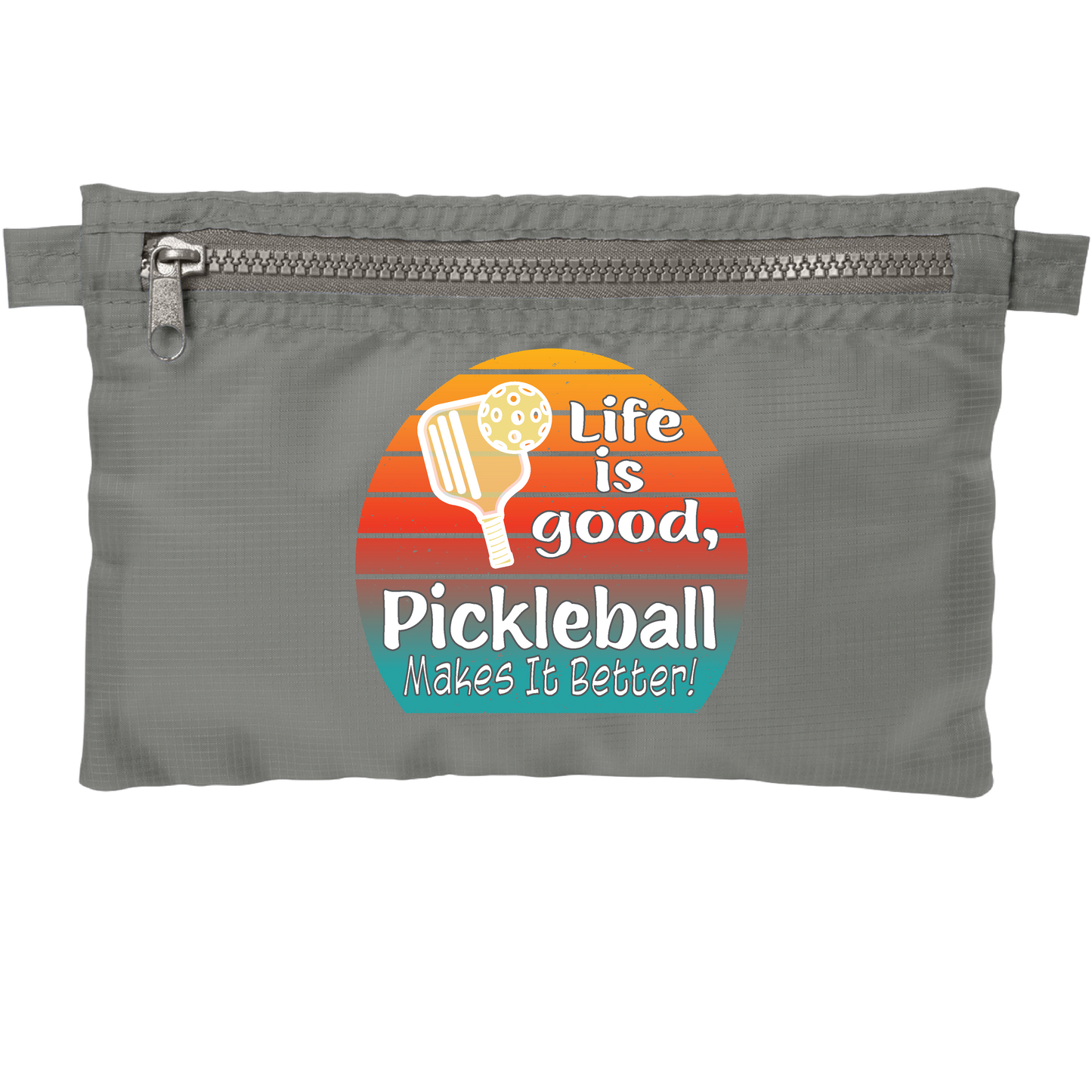 Life is Good Pickleball Makes it Better | Pickleball Cosmetic Stash Pouch Bag | Small Size Court Stash Bag