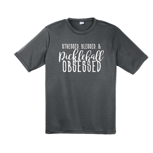 Stressed Blessed & Pickleball Obsessed | Men's Short Sleeve Athletic Performance T-Shirt | 100% Polyester