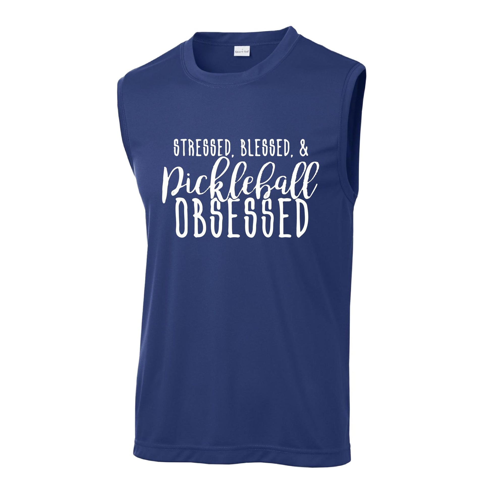 Stressed Blessed & Pickleball Obsessed | Men's Sleeveless Athletic Performance T-Shirt | 100% Polyester
