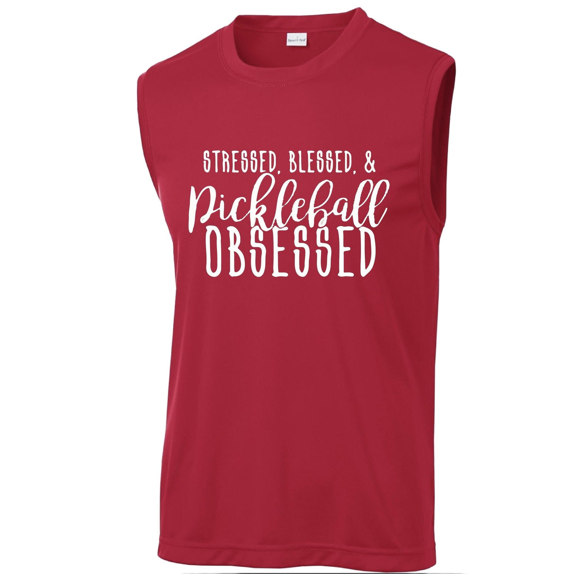 Stressed Blessed & Pickleball Obsessed | Men's Sleeveless Athletic Performance T-Shirt | 100% Polyester