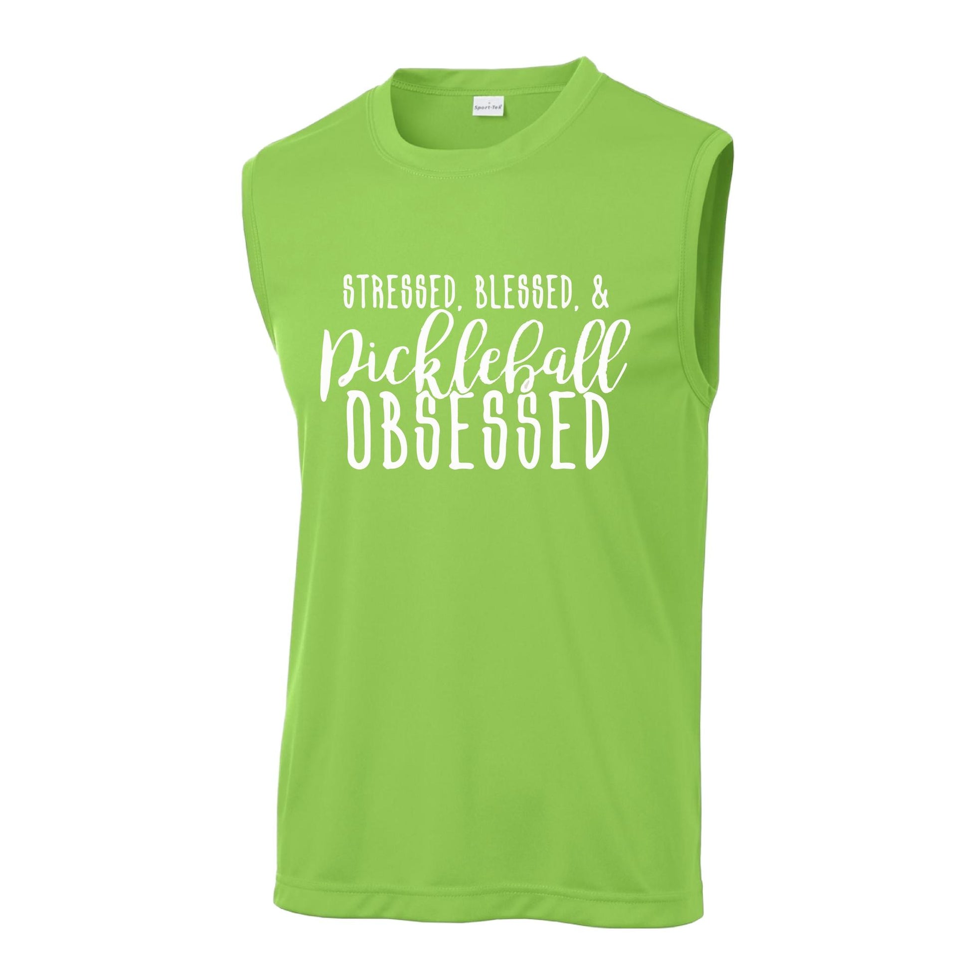 Stressed Blessed & Pickleball Obsessed | Men's Sleeveless Athletic Performance T-Shirt | 100% Polyester