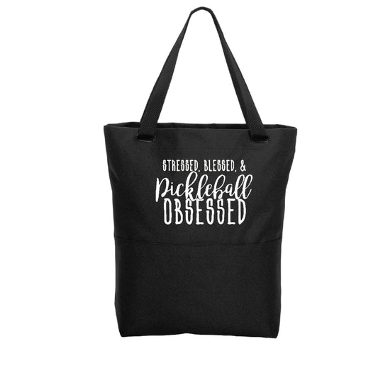 Stressed, Blessed, Pickleball Obsessed | Pickleball Sports Convertible Tote Bag | Medium Size Court Tote Bag