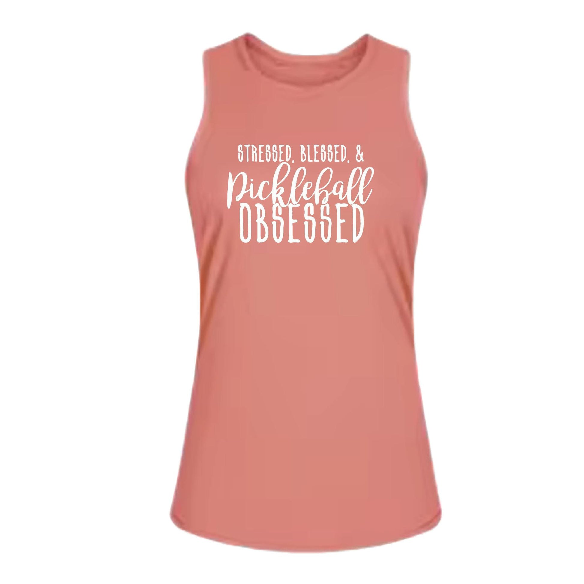 Stressed Blessed & Pickleball Obsessed | Women's Split Back or Tied Back Pickleball Tank | 80/20 Nylon Spandex Mix