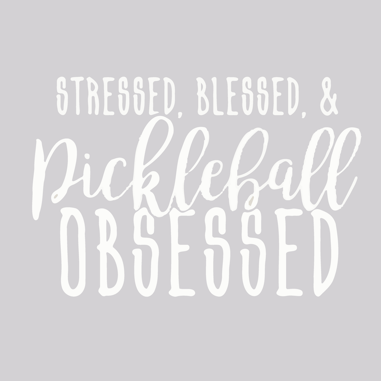 Stressed Blessed & Pickleball Obsessed | Women's Long Sleeve Scoop Neck Pickleball Shirts | 75/13/12 poly/cotton/rayon