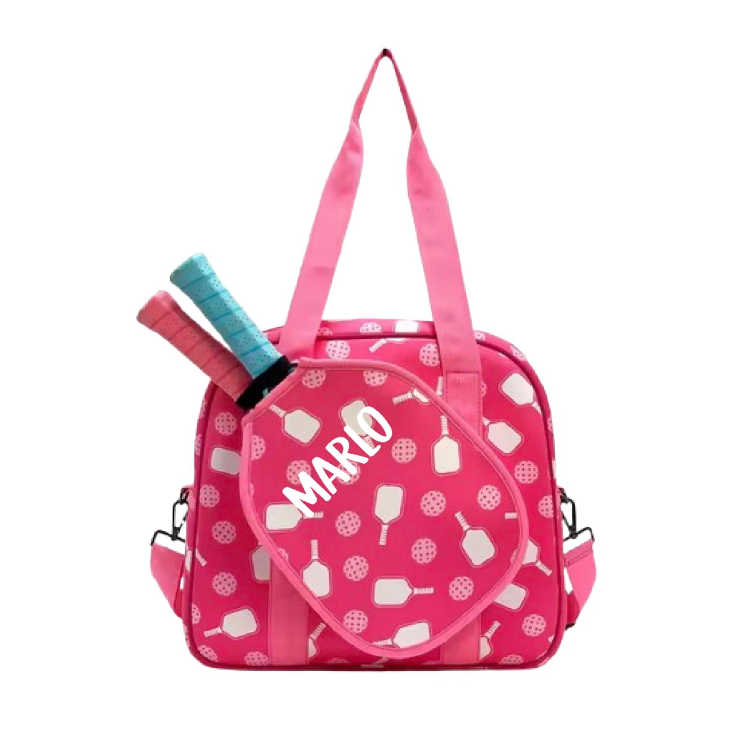 "Sugar Rush" Pink and Yellow Pickleball Bag (Free Personalization) | Pickleball Sports Bag | Medium Size Court Bag