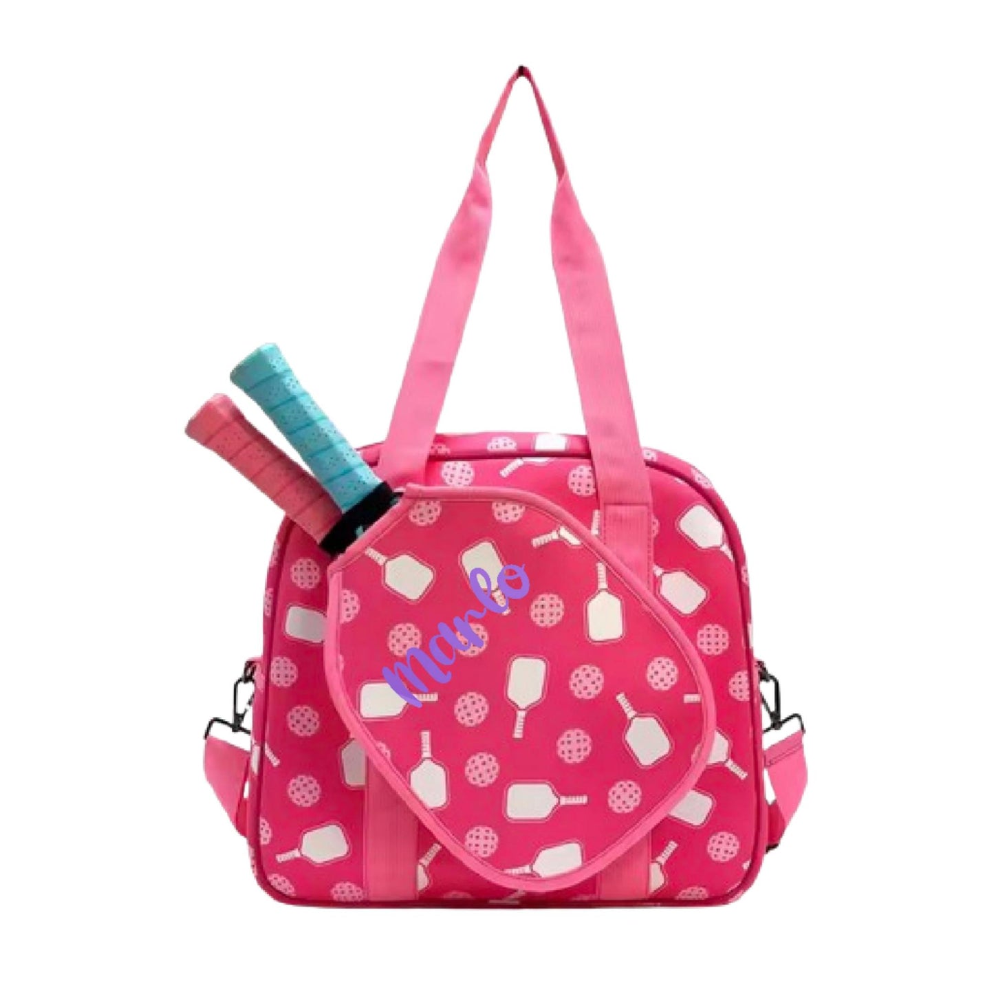 "Sugar Rush" Pink and Yellow Pickleball Bag (Free Personalization) | Pickleball Sports Bag | Medium Size Court Bag