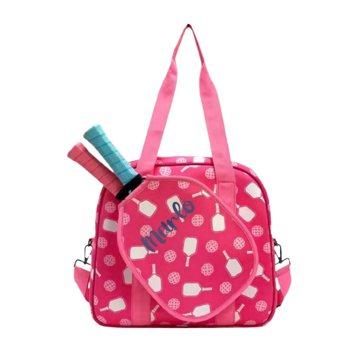 "Sugar Rush" Pink and Yellow Pickleball Bag (Free Personalization) | Pickleball Sports Bag | Medium Size Court Bag