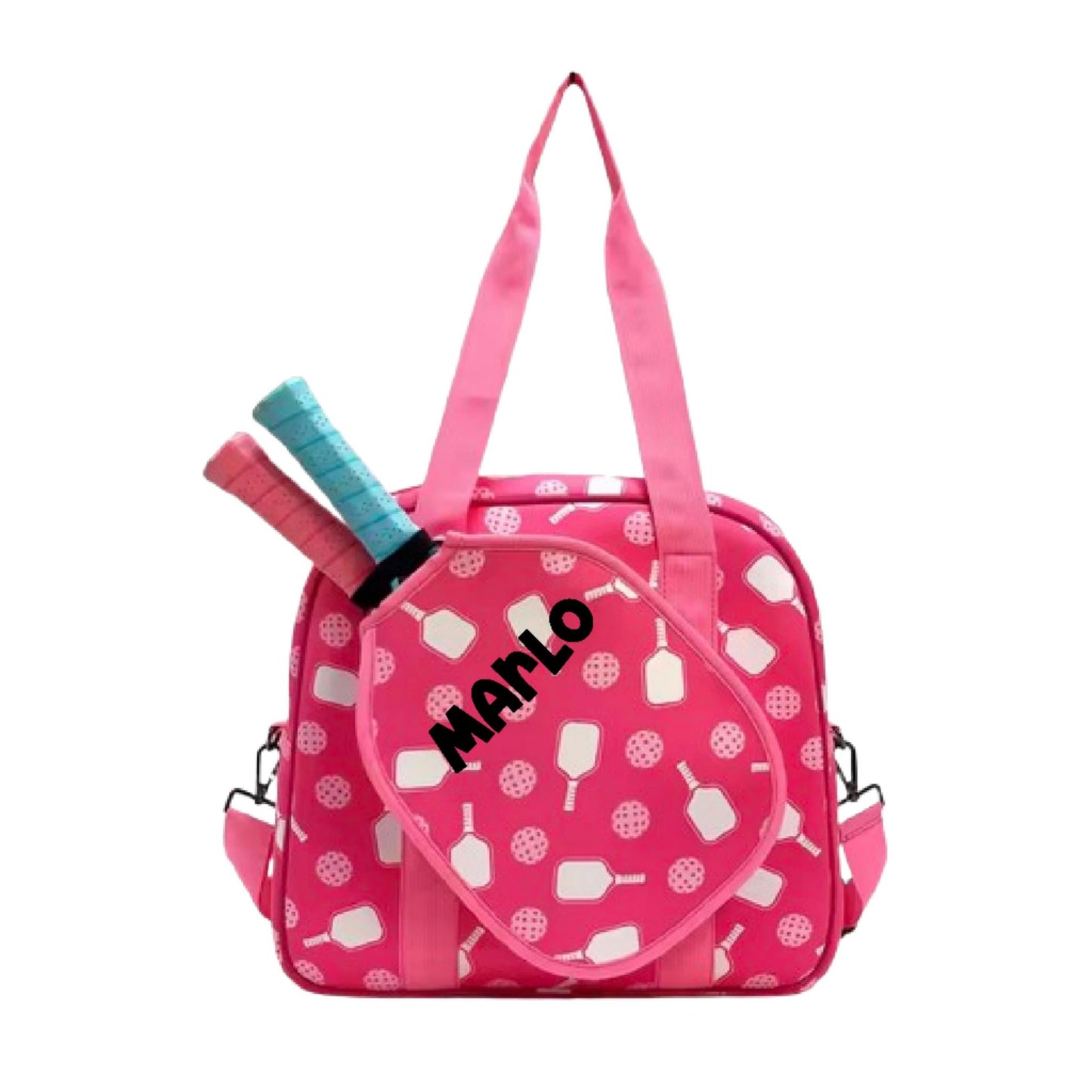 "Sugar Rush" Pink and Yellow Pickleball Bag (Free Personalization) | Pickleball Sports Bag | Medium Size Court Bag