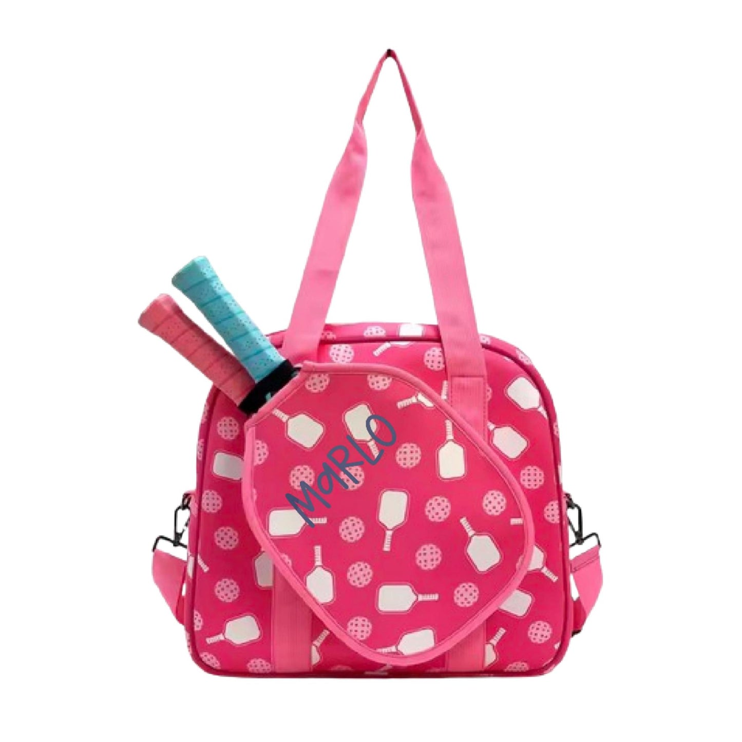 "Sugar Rush" Pink and Yellow Pickleball Bag (Free Personalization) | Pickleball Sports Bag | Medium Size Court Bag