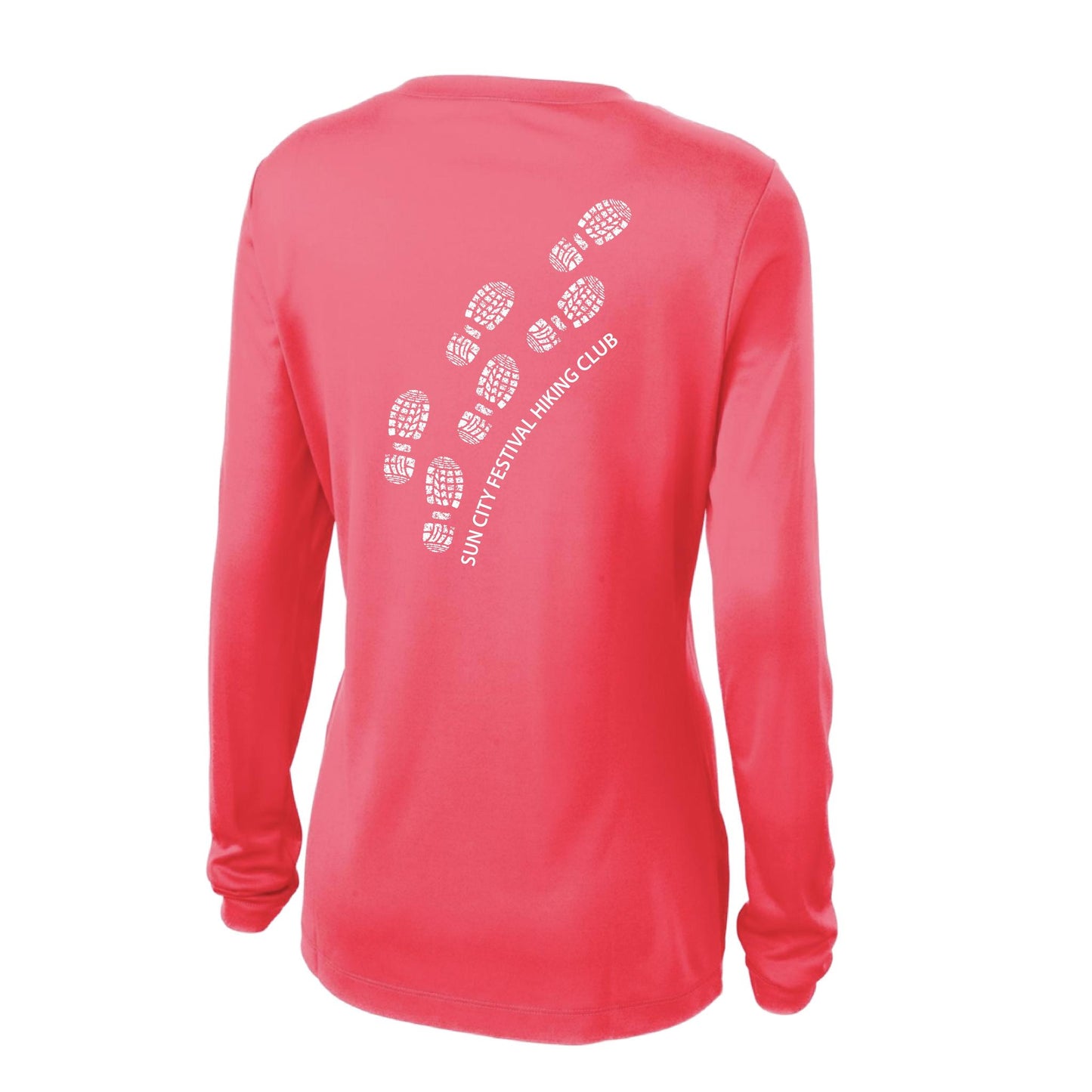 Sun City Festival Hiking Club | Clearance Women’s Long Sleeve V-Neck Performance T-Shirt | 100% Polyester