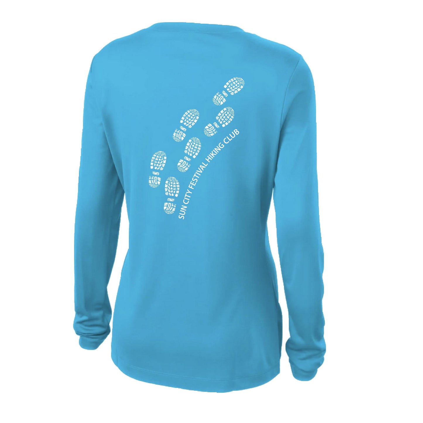 Sun City Festival Hiking Club | Clearance Women’s Long Sleeve V-Neck Performance T-Shirt | 100% Polyester