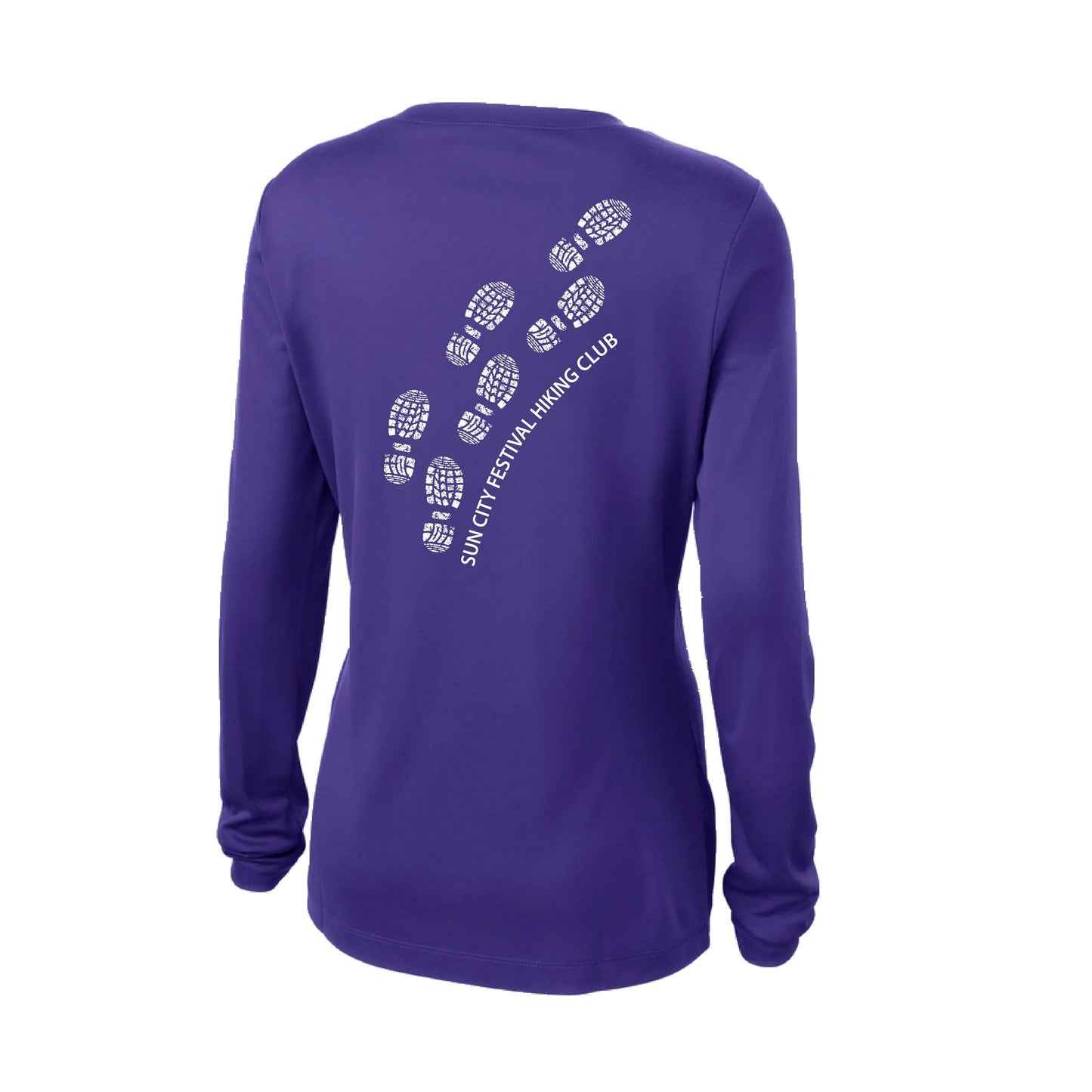 Sun City Festival Hiking Club | Clearance Women’s Long Sleeve V-Neck Performance T-Shirt | 100% Polyester