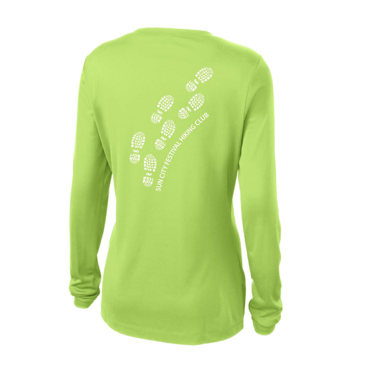 Sun City Festival Hiking Club | Women’s Long Sleeve V-Neck Performance T-Shirt | 100% Polyester