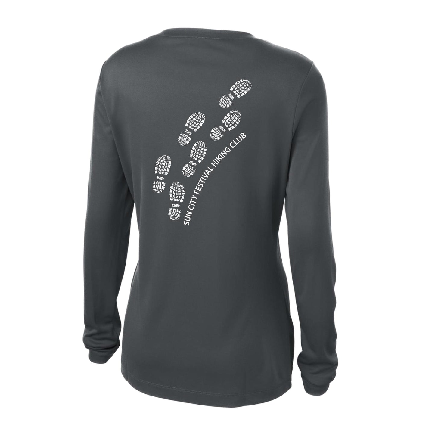 Sun City Festival Hiking Club | Women’s Long Sleeve V-Neck Performance T-Shirt | 100% Polyester