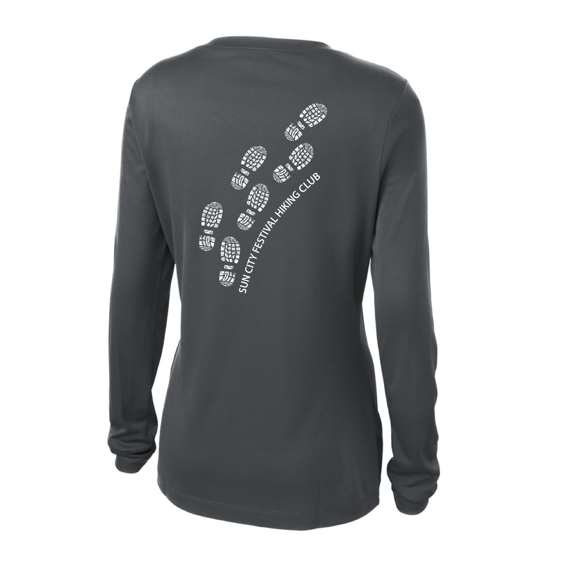 Sun City Festival Hiking Club | Women’s Long Sleeve V-Neck Performance T-Shirt | 100% Polyester