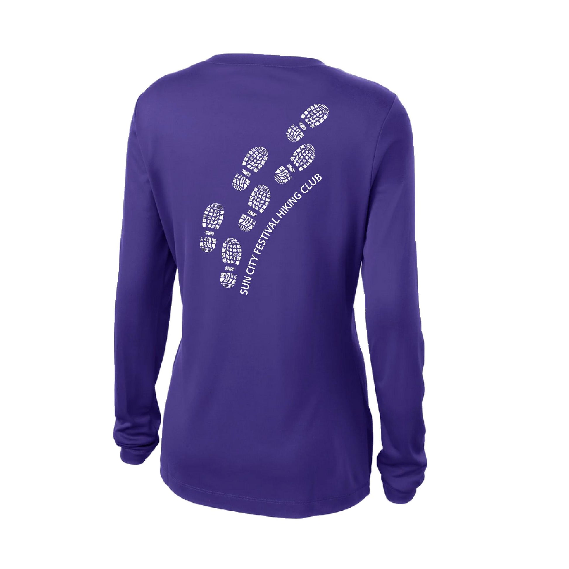 Sun City Festival Hiking Club | Women’s Long Sleeve V-Neck Performance T-Shirt | 100% Polyester