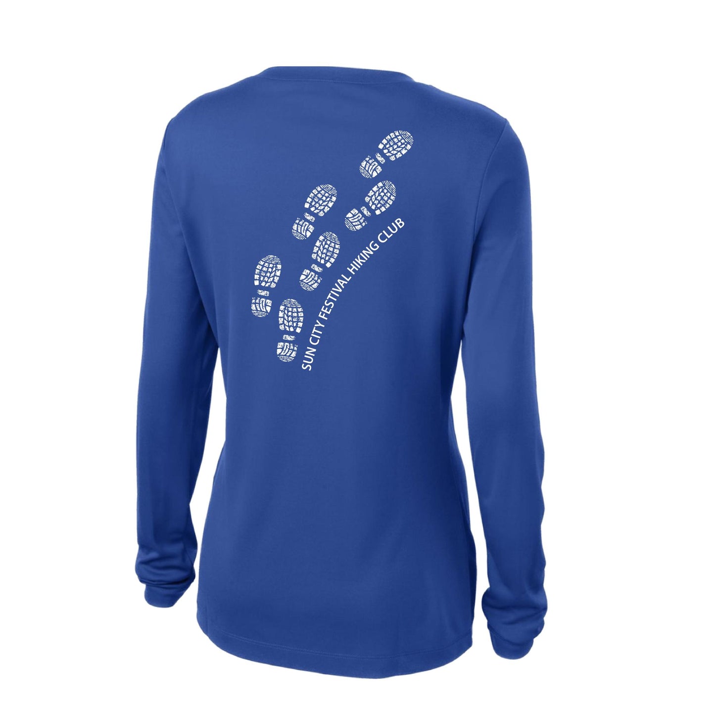 Sun City Festival Hiking Club | Women’s Long Sleeve V-Neck Performance T-Shirt | 100% Polyester