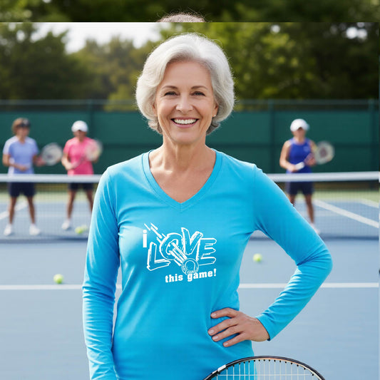 Women's Tennis Shirt – Funny Tennis Performance Athletic Tee - Long-Sleeve