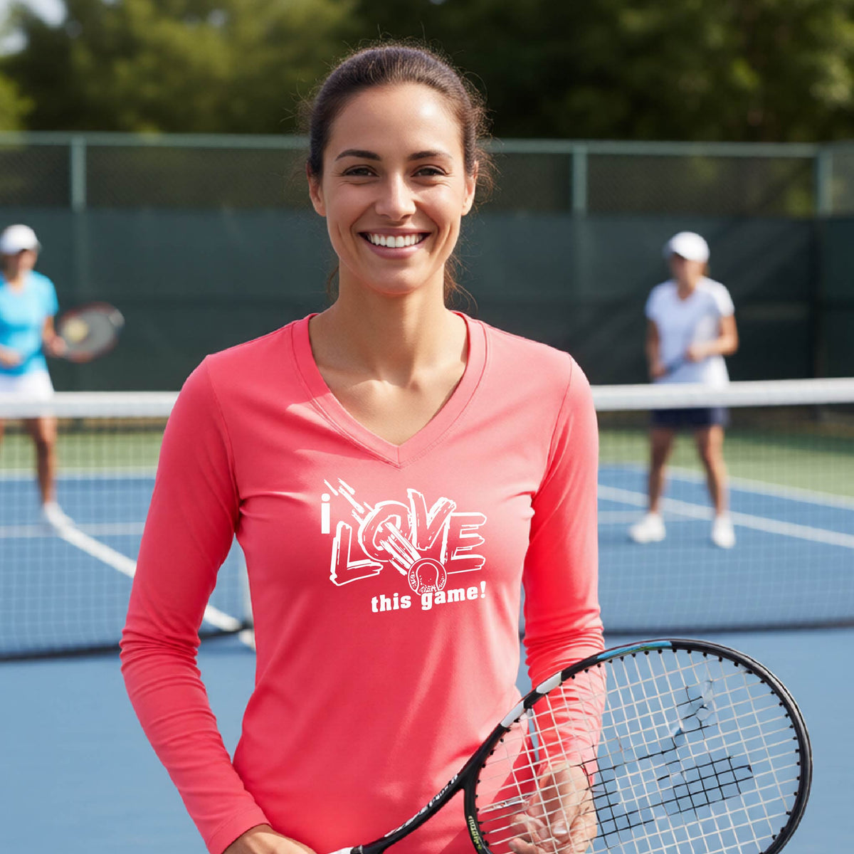 Women's Tennis Shirt – Funny Tennis Performance Athletic Tee - Long-Sleeve