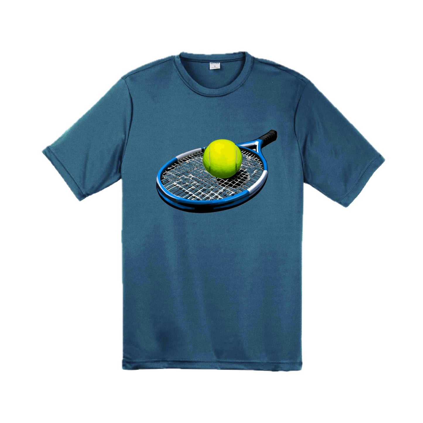 Tennis Racquet and Ball | Men's Short Sleeve Athletic Tennis Performance T-Shirt | 100% Polyester