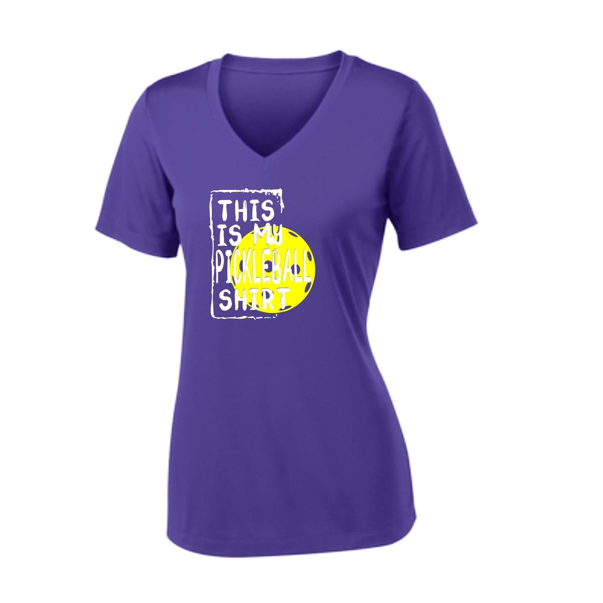 This Is My Pickleball Shirt | Women’s Short Sleeve V-Neck Performance T-Shirt | 100% Polyester