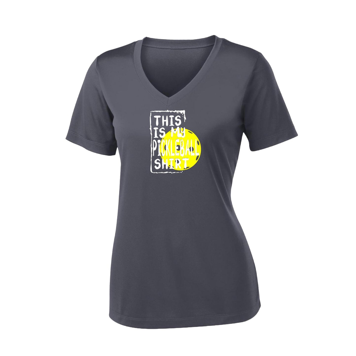 This Is My Pickleball Shirt | Women’s Short Sleeve V-Neck Performance T-Shirt | 100% Polyester