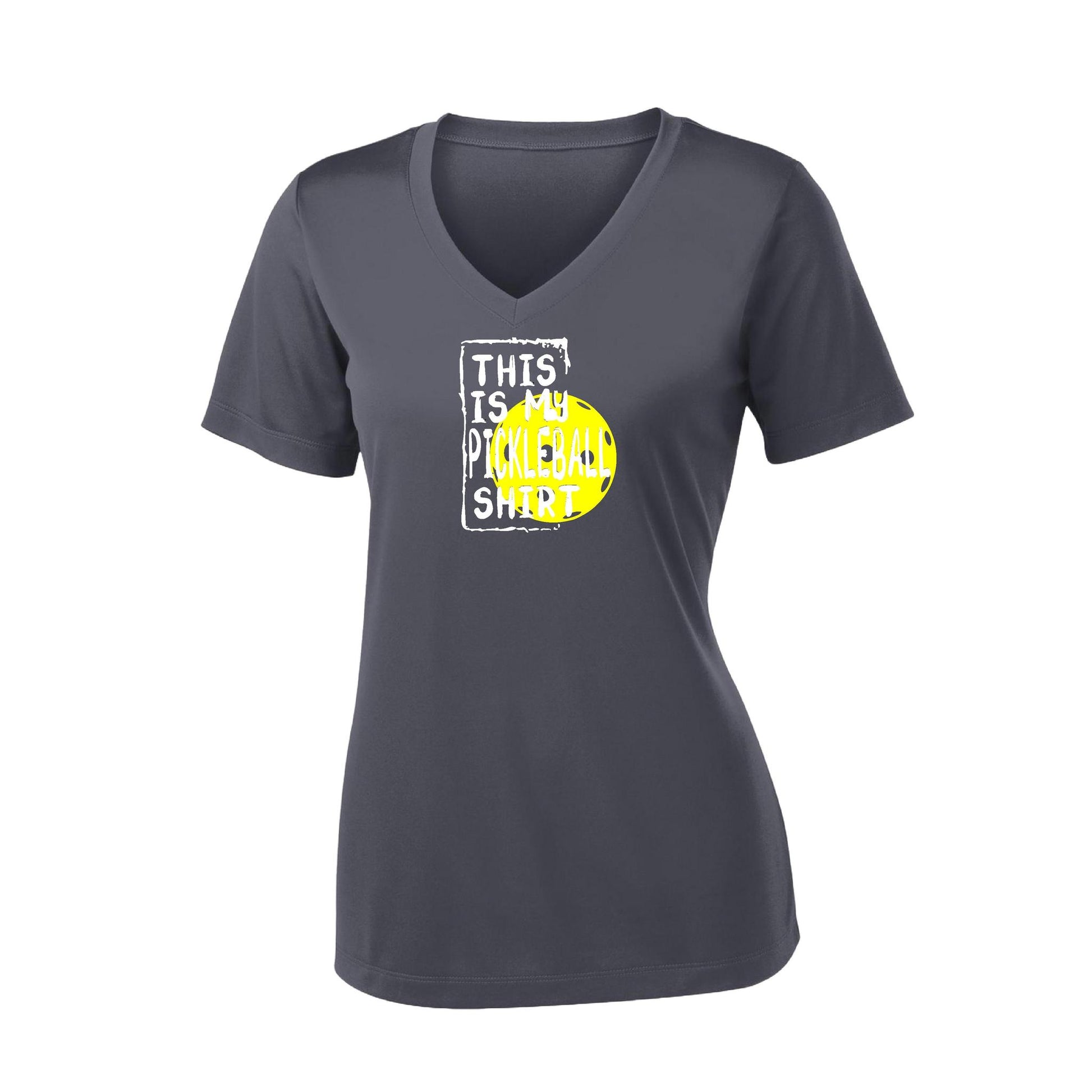 This Is My Pickleball Shirt | Women’s Short Sleeve V-Neck Performance T-Shirt | 100% Polyester
