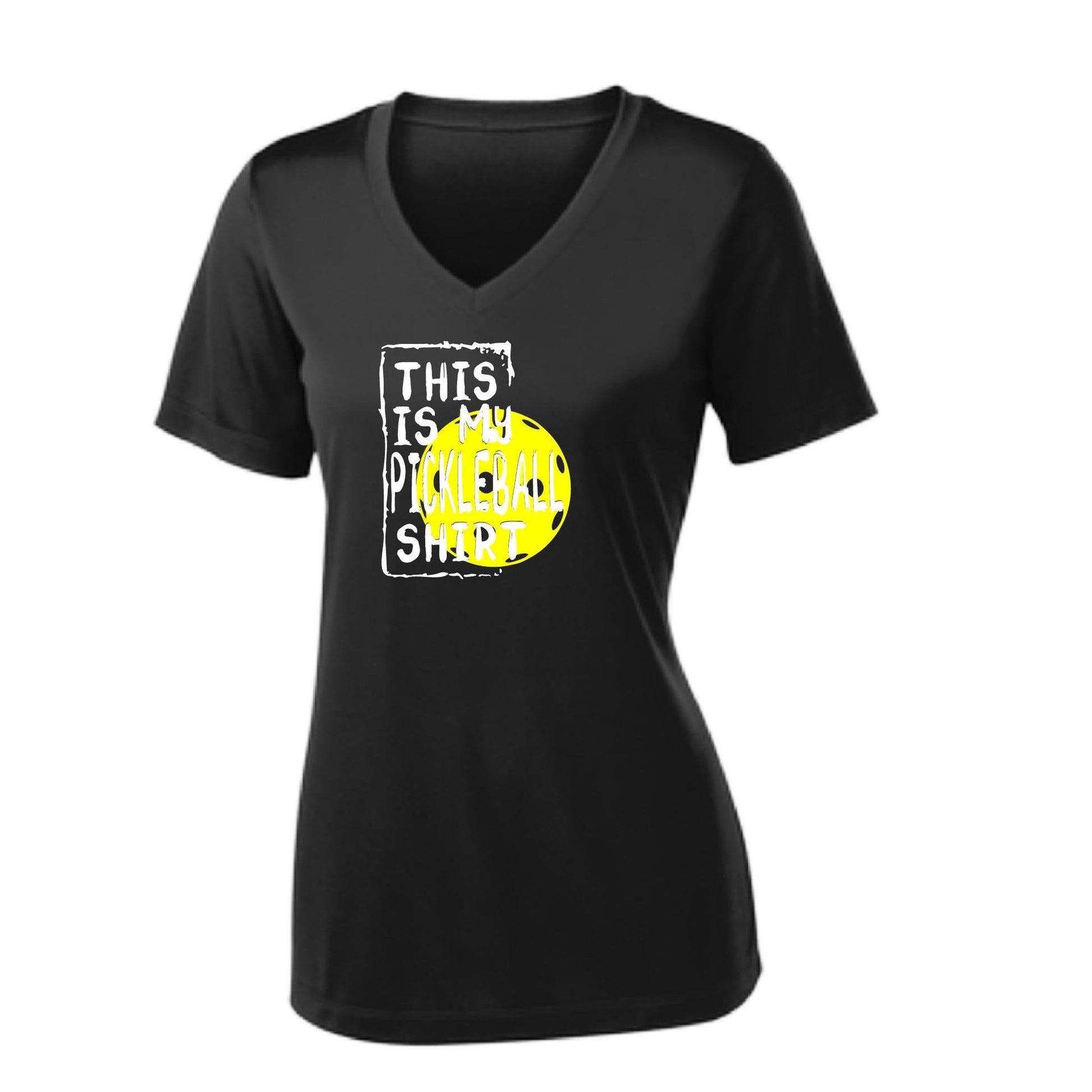This Is My Pickleball Shirt | Women’s Short Sleeve V-Neck Performance T-Shirt | 100% Polyester