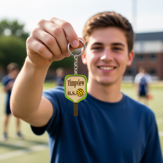 Set of 10 Timpview Custom Pickleball Paddle Keychain, Personalized Balsa Wood Keychain, Pickleball Player Gift, Pickleball Team Gift, Paddle Bag Charm