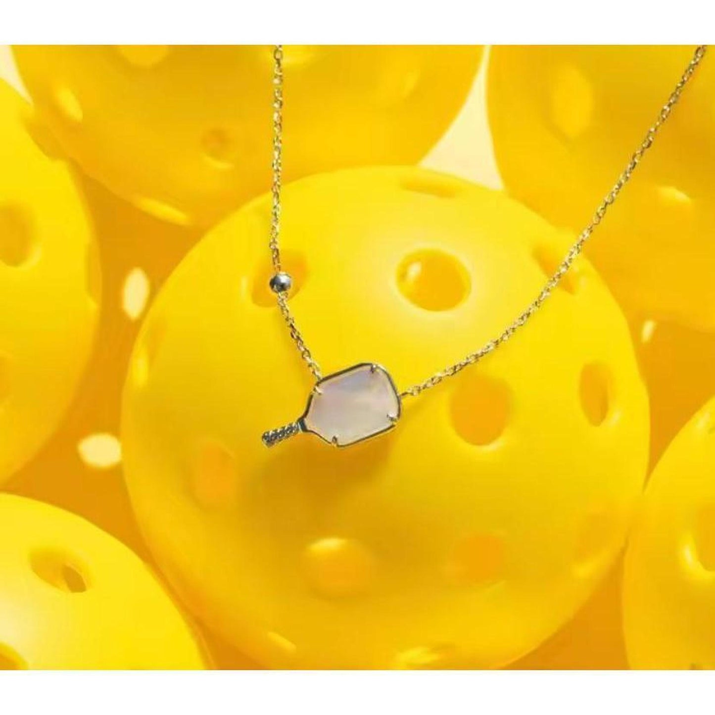 Tiny Silver Pickleball Paddle And Ball Necklace | Pickleball Jewelry | Fun Pickleball Gifts