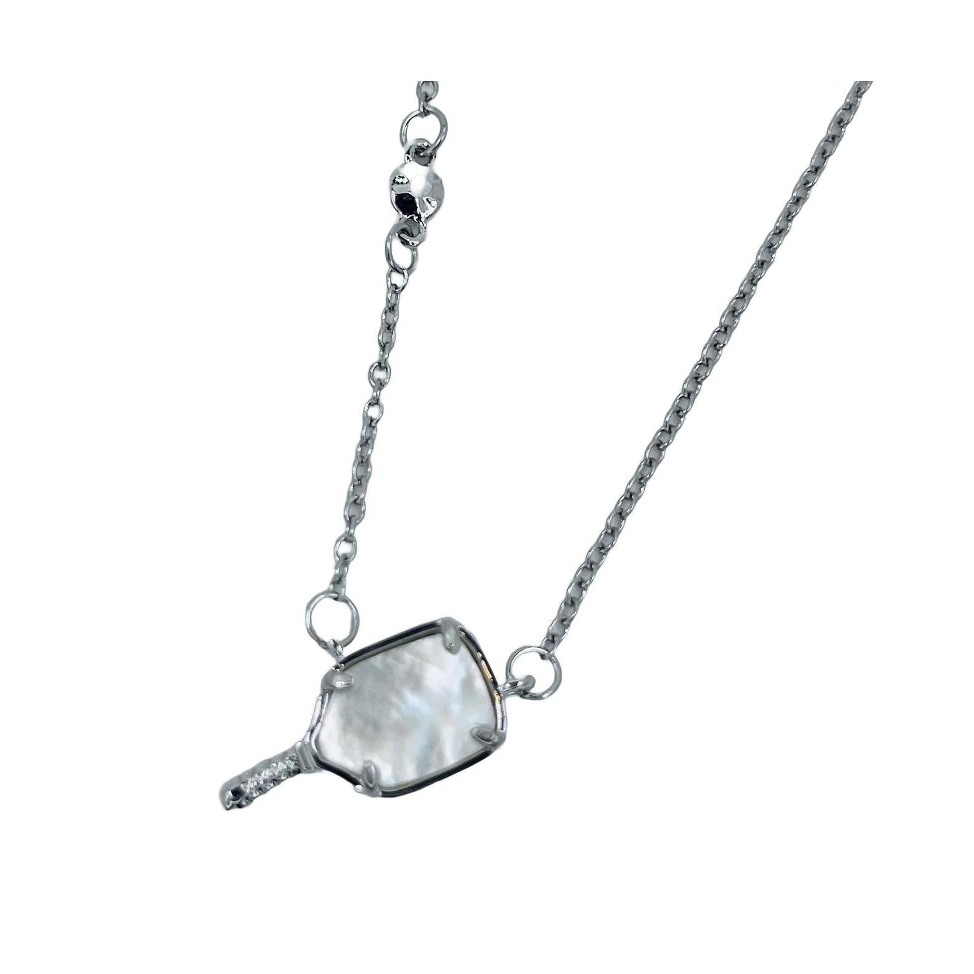 Tiny Silver Pickleball Paddle And Ball Necklace | Pickleball Jewelry | Fun Pickleball Gifts